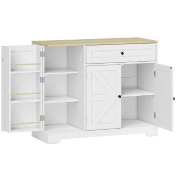 HOMCOM Bufet, comodă de bucătărie în stil rustic cu uși glisante, 1 sertar, 2 polițe reglabile, rafturi pe ușă | Aosom Romania