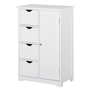 Mobila de Baie cu Usa Basculanta si Sertare Alb 56 x 30 x83cm