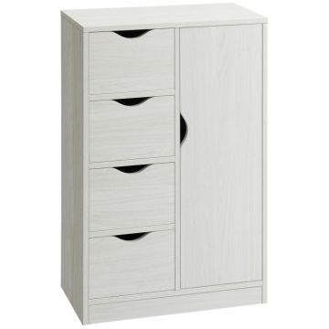 Mobilier Dulap Baie cu 4 Sertare si 2 Niveluri, Modern si Practic pentru Baie, 54x29x83 cm, Alb