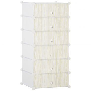 Mobilier pentru incaltaminte modular, 6 cuburi 45x35x17cm din plastic PP si otel, alb