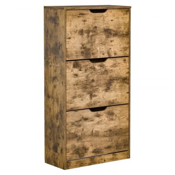 Mobilier Suport pentru Pantofi 3 Usi cu Polite Reglabile pentru 12-18 Pantofi Maro