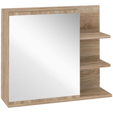 Oglinda de Baie 60 50 cm cu Rafturi Lemn  Sertar