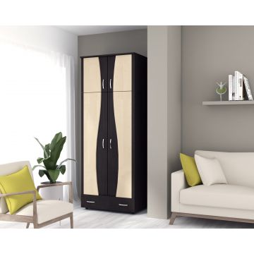 Sifonier 2 usi S, 90 cm - Wenge/Mesteacan
