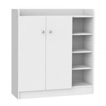 Suport Pantofi Lemn Alb - 83 30 90 cm cu Rafturi Deschise