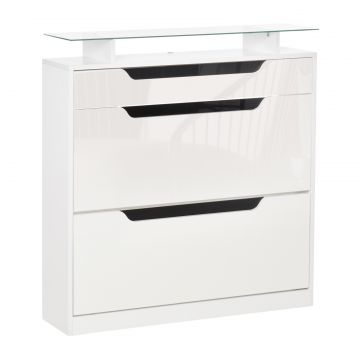 Suport Pantofi Modern - 16 Perechi, 2 Sertare  Raft Sticla