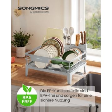 Suport pentru vase, Patalla, Songmics, Gri deschis, 31x42x18.5 cm