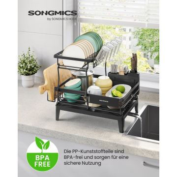 Suport pentru vase, Patalla, Songmics, Negru, 31x42x36.5 cm