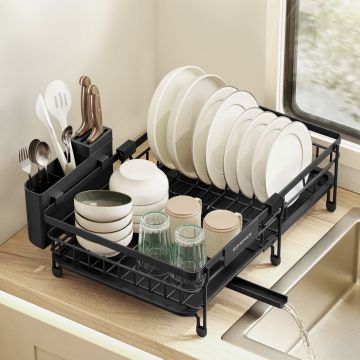 Suport pentru vase, Patalla, Songmics, Negru, 46.5x29.6x14 cm