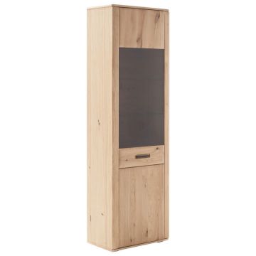 Vitrină, furniruit, masiv, stejar noduros, stejar rustic culoare lemn stejar