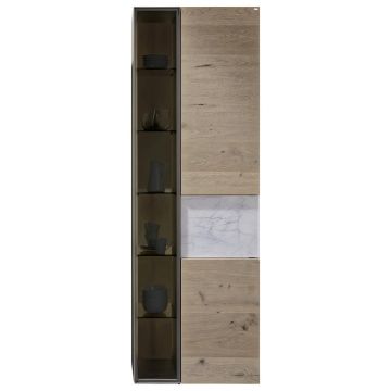 Vitrină, furniruit, placă din lemn masiv stratificat (panou), stejar alb, stejar sălbatic