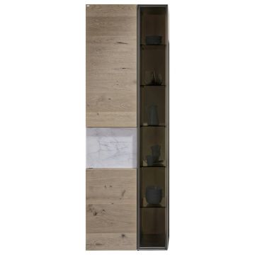 Vitrină, furniruit, placă din lemn masiv stratificat (panou), stejar alb, stejar sălbatic