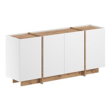 Comodă albă cu aspect de lemn de pin cu orificiu pentru cabluri 180x80x45 cm Dorma – Kalune Design