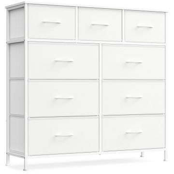 Comoda cu sertare, Bellah, Songmics, Alb, 98.8x30x95.2 cm