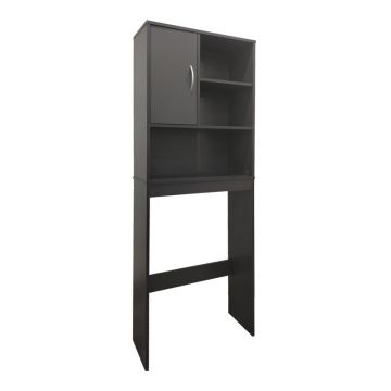 Dulap Baie cu Loc Pentru Masina de Spalat cu sertare, Lemn, Alb, 60x24x168 cm