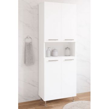 Dulap baie seria 004, front MDF, 4 usi, montat, alb, 60x31.6x166 cm