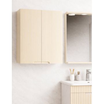 Dulap baie suspendat seria 033, front MDF, 2 usi, crem, 60x22x68 cm