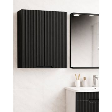 Dulap baie suspendat seria 033, front MDF, 2 usi, negru, 60x22x68 cm