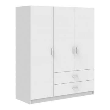 Dulap cu 3 usi, Royal, Alb, 200x58x177 cm