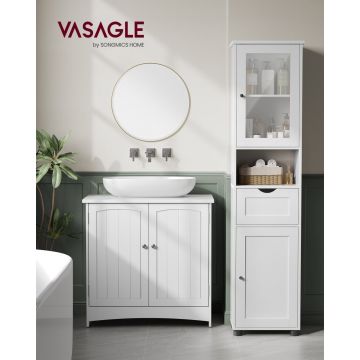 Dulap depozitare baie Vasagle Alb 40x30x165 cm
