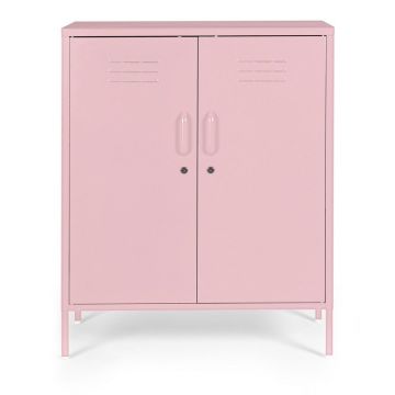 Dulap roz deschis din metal cu încuietoare 80x101,5x40 cm Cambridge – Yes Everyday