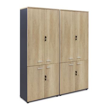 Dulapuri Lotus cu 4 usi Stejar-Gri, inchis, 160x40x200 cm