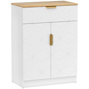 HOMCOM Bufet modern, dulap de depozitare cu sertar și raft reglabil, alb | Aosom Romania
