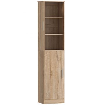HOMCOM Coloană pentru baie cu 2 uși și 4 rafturi reglabile, 40 x 35 x 180 cm, lemn natural | Aosom Romania