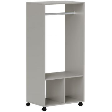 HOMCOM Dulap cuier poliță 2 nișe cuier 4 roți pivotante dim. 60L x 40l x 128H cm gri | Aosom Romania