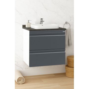 Set Baza front MDF si Lavoar seria 686, suspendata, cu sertare, 60 cm, antracit