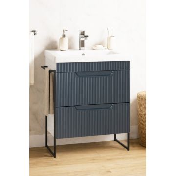 Set Baza front MDF si Lavoar seria 733, cadru metalic, cu sertare, 60 cm, antracit