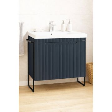 Set Baza front MDF si Lavoar seria 733, cadru metalic, montata, 80 cm, antracit
