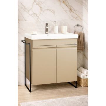 Set Baza front MDF si Lavoar seria 786, cadru metalic, montata, 65 cm, cappuccino