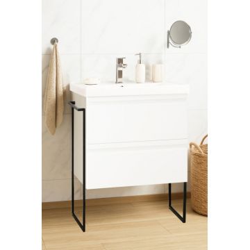 Set Baza front MDF si Lavoar seria 786, cadru metalic, sertare, 60 cm, alb