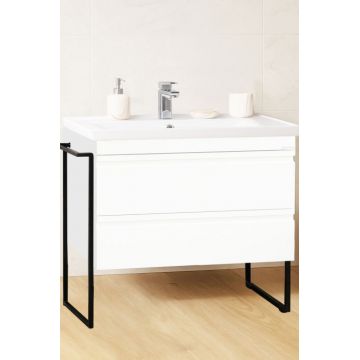 Set Baza front MDF si Lavoar seria 786, cadru metalic, sertare, montata, 100 cm, alb