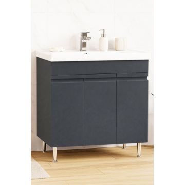 Set Baza front MDF si Lavoar seria 786, montata, 80 cm, antracit
