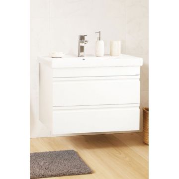 Set Baza front MDF si Lavoar seria 786, suspendata, cu sertare, montata, 70 cm, alb