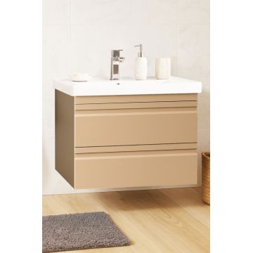 Set Baza front MDF si Lavoar seria 786, suspendata, cu sertare, montata, 70 cm, cappuccino