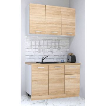 Set bucatarie GERMANIA 120 cm, 4 corpuri, 1 sertar, blat gros, sonoma