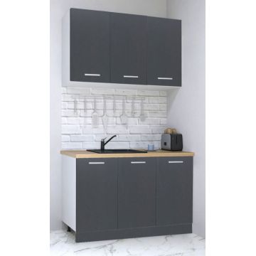 Set bucatarie GERMANIA 120 cm, 4 corpuri, blat gros, antracit