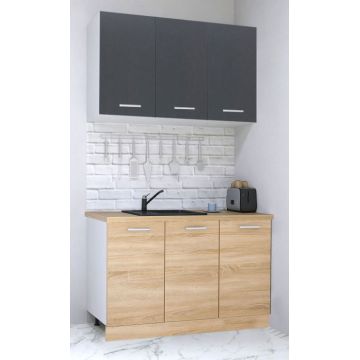 Set bucatarie GERMANIA 120 cm, 4 corpuri, blat gros, sonoma + antracit