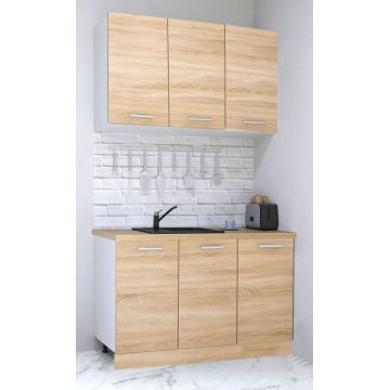 Set bucatarie GERMANIA 120 cm, 4 corpuri, blat gros, sonoma