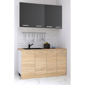 Set bucatarie GERMANIA 140 cm, 4 corpuri, blat gros, sonoma + antracit