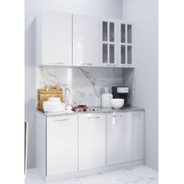 Set bucatarie IRIS 140 cm, 4 corpuri, blat termorezistent, fronturi MDF, alb