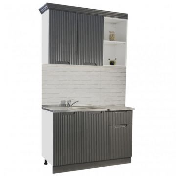 Set bucatarie SPACE 120 cm, 2 corpuri, cu sertar, blat termorezistent, fronturi MDF, antracit