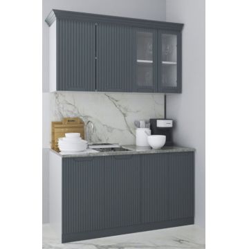 Set bucatarie SPACE 140 cm, 4 corpuri, blat termorezistent, fronturi MDF, antracit