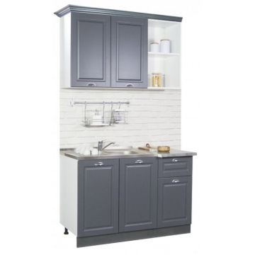Set bucatarie SQUARE 120 cm, 2 corpuri, cu sertar, blat termorezistent, fronturi MDF, antracit