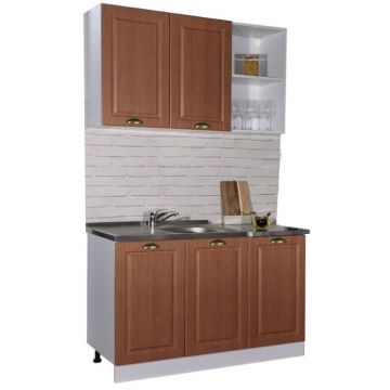 Set bucatarie SQUARE 120 cm, 4 corpuri, blat termorezistent, fronturi MDF, stejar antichizat