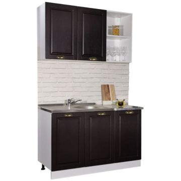Set bucatarie SQUARE 120 cm, 4 corpuri, blat termorezistent, fronturi MDF, wenge antichizat