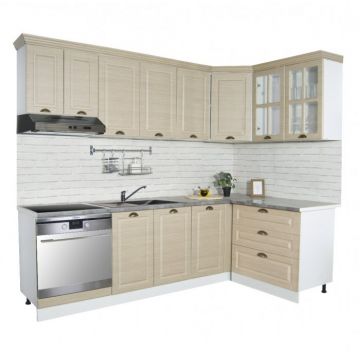 Set bucatarie SQUARE COLT 240x140 cm, 9 corpuri, blat termorezistent, fronturi MDF, fag