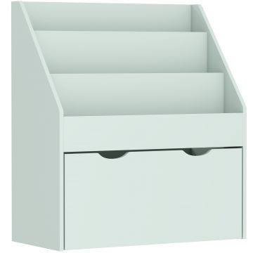 AIYAPLAY Bibliotecă pentru copii Multi-Organizare cu 3 niveluri de rafturi și un sertar, 62,5L x 30l x 70H cm, verde | Aosom Romania